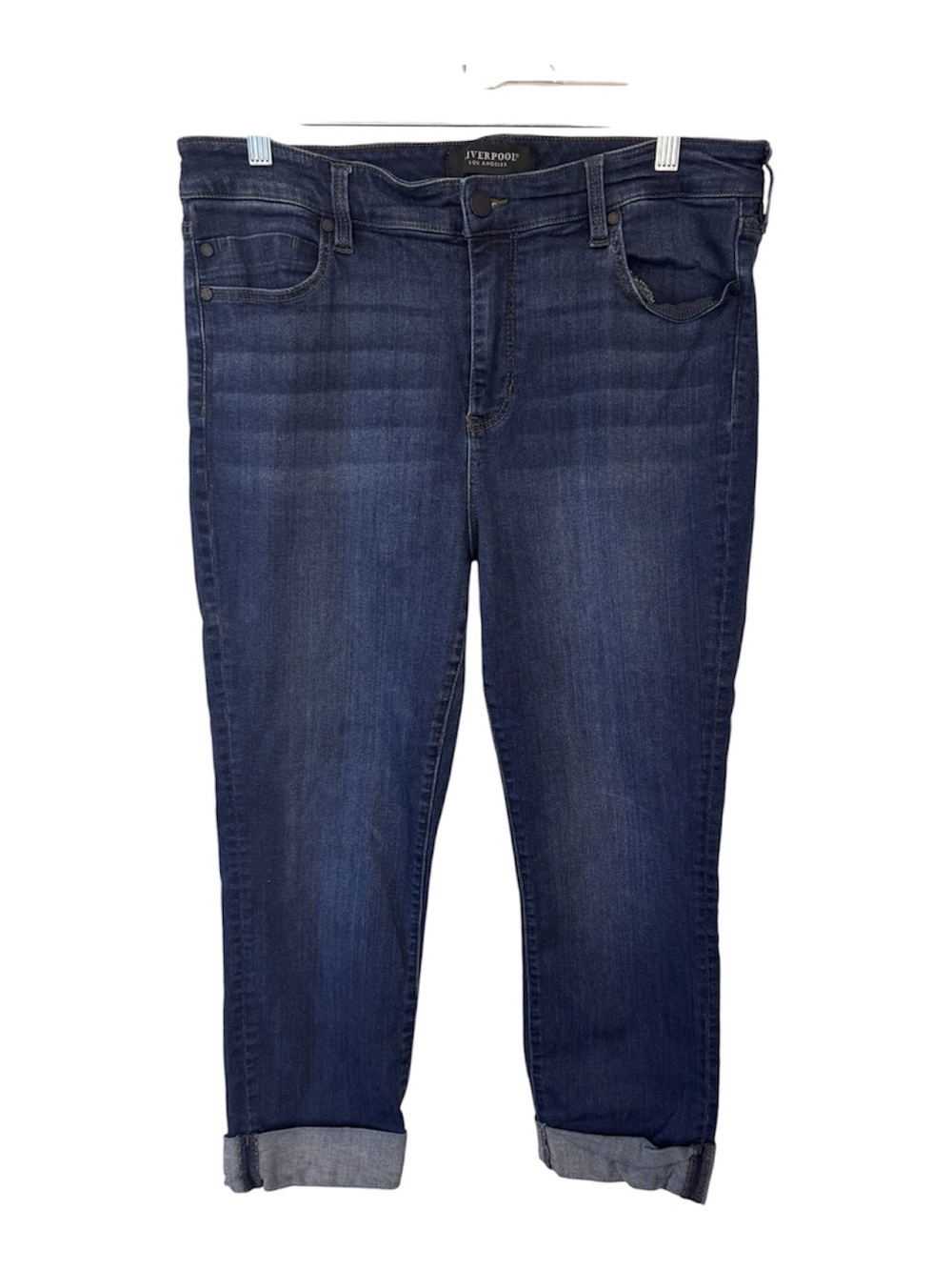 Liverpool Los Angeles Size 14/32 Women's Dark Wash Indigo Jeans Cuffed Hem